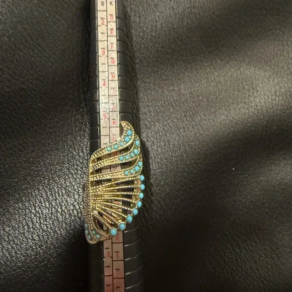 Gold and Turquoise toned ring size enclosed - Picture 2 of 5